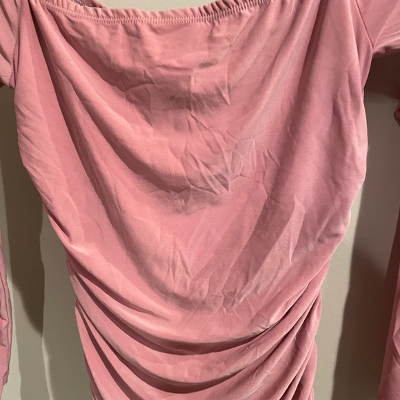 Slinky Sexy Rushed Off the Shoulder long sleeve Mauve/pink dress - Picture 2 of 6